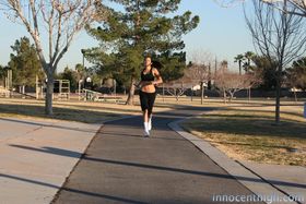 Delicious Latina 	Daisy Marie strips and masturbates after jogging