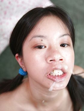 Lascivious asian teen Asia Zo sucking off a hard white cock