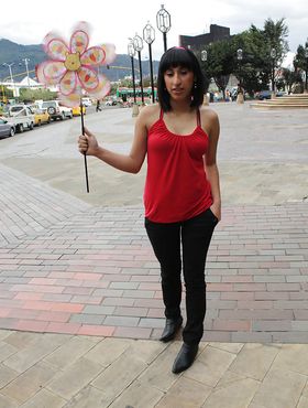 Latina slut Isabel Torvos demonstrating her goods and fingering her pussy
