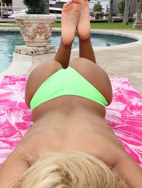 Hot sex poolside with a beautiful small titted blonde babe Chanel Collins