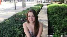 Close up posing from an astounding teen babe outdoor Cali Hayes