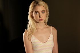 Blonde teen Chloe Cherry seduces and fucks her drug dealer on kitchen table