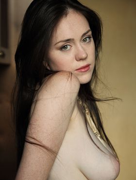 Young brunette Annis A flaunts her big natural boobs in the nude