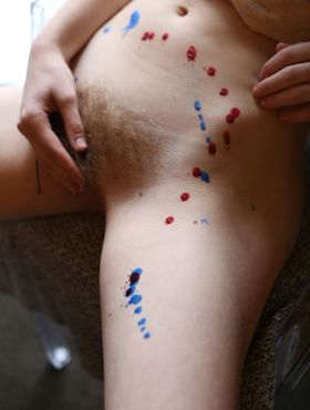 Natural redhead Sondrine drips hot wax on her naked body and masturbates
