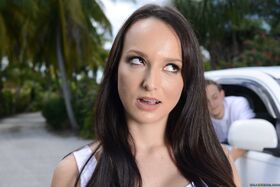Hot brunette teen Lexi Luna picks 1 guy from a car full of jerks and does him