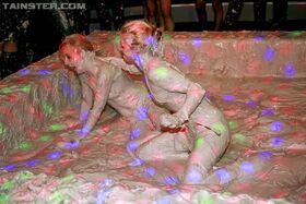 Fuckable european blonde chicks are into wild mud wrestling