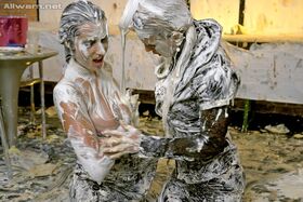 European gals Christina Lee & Melissa Ria are into messy foodplay action
