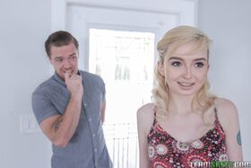 Blonde teen girlfriend Lexi Lore gets her braces blasted in thick cum facial