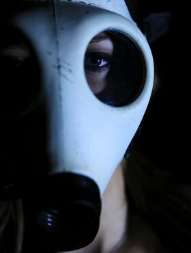 Dani in a gasmask