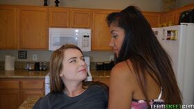 Teen chicks Luzbel and Karlie Brooks lick pussies at the first meeting