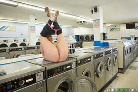 Cali Hayes shows off her hot body after stripping in the laundry room