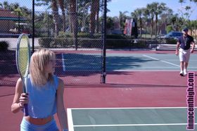 White blonde and blue eyed teen Lacie Capers shows her tiny ass under skirt