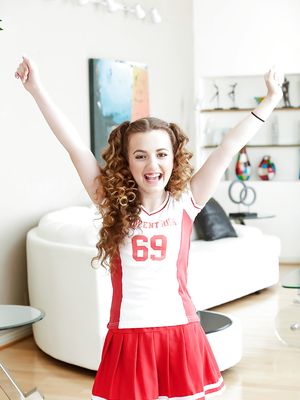 Innocent High - Barely legal teenager Marissa Mae posing in cute cheerleader uniform