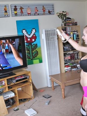 She's New - Blonde whore Stacie Jaxxx loses Wii beer pong and gets fucked by winner