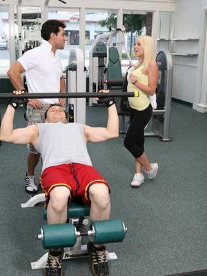 The Real Workout - Hot blonde babe with big tits Shawna Lenee loves getting fucked in the gym