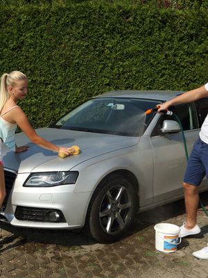 ALS Scan - Leggy blonde teen Cayla Lyons gets banged on the hood during a car wash