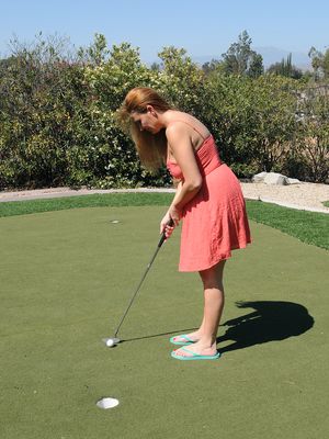 AllOver30 - Big boobed MILF Elexis Monroe rubs her hairy muff at the golf court